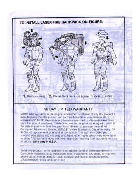 Bravestarr Instructions (Gebrauchsanleitung) "Heroic Laser-Fire Backpacks" von Mattel